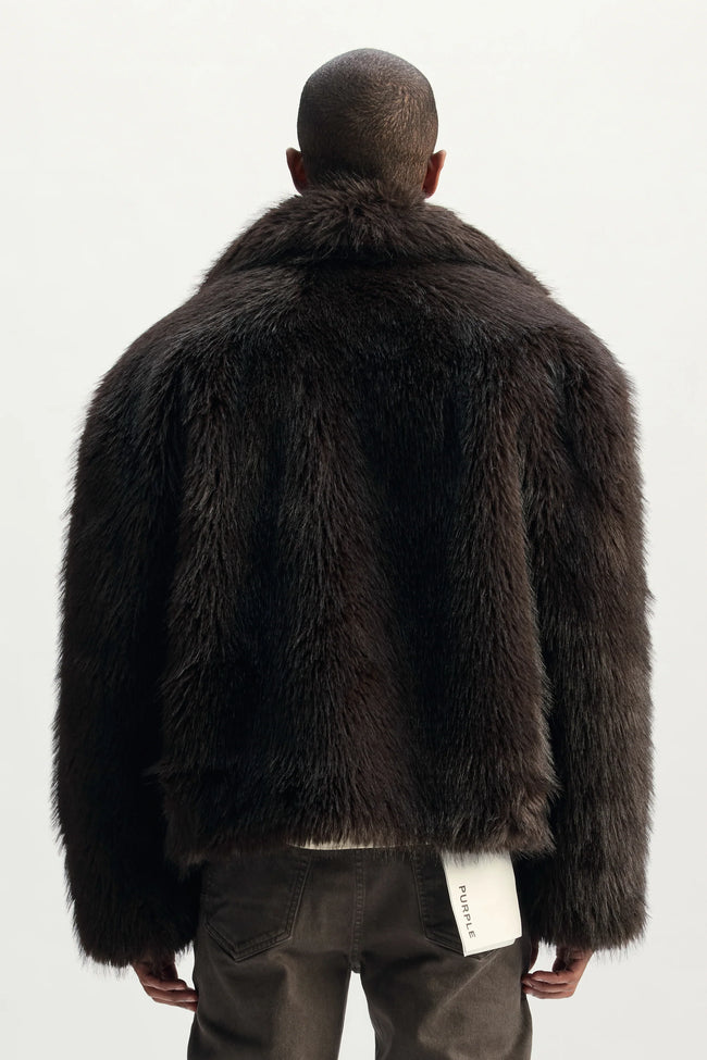 Purple Brand M9636-FBZJ Faux Fur Jacket - Brown
