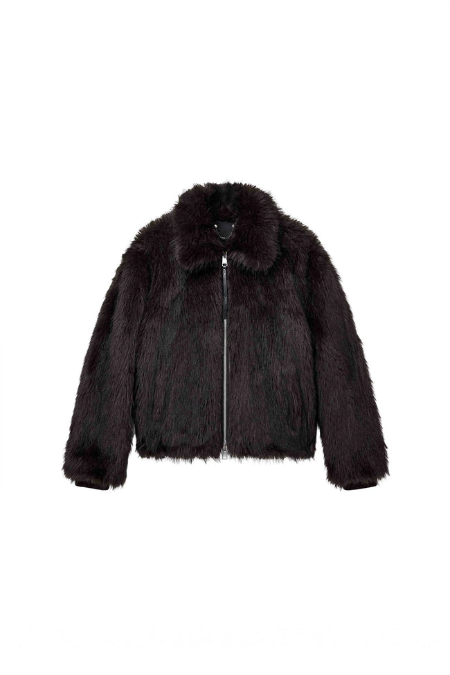 Purple Brand M9636-FBZJ Faux Fur Jacket - Brown