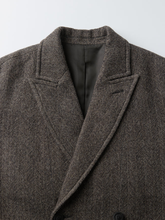Coor Classy Herringbone Coat - Brown