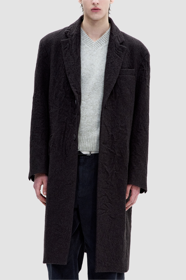 Coor Crease Washed Wool Coat - Brown