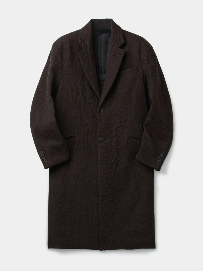 Coor Crease Washed Wool Coat - Brown