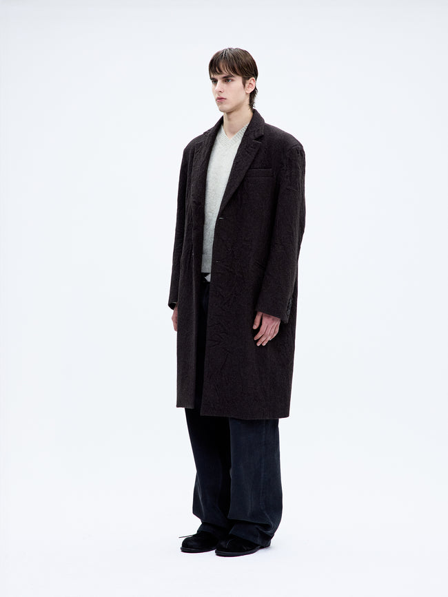Coor Crease Washed Wool Coat - Brown