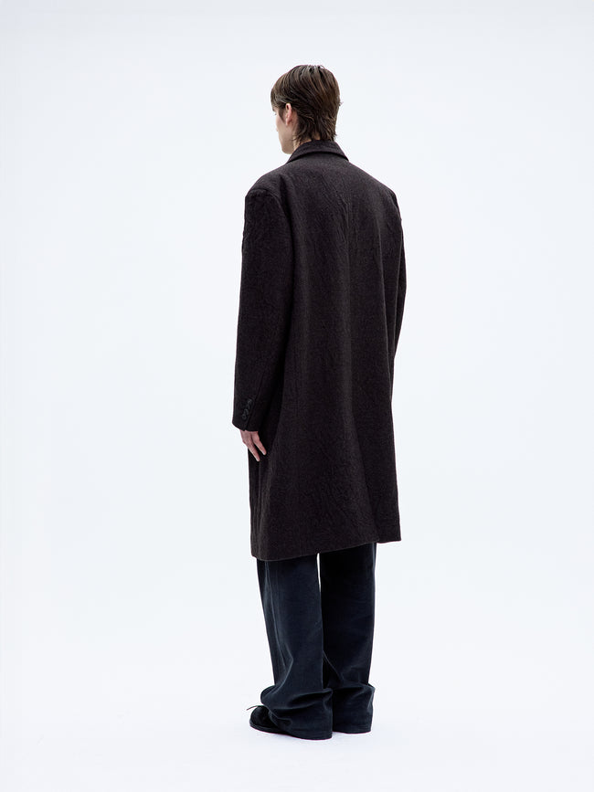 Coor Crease Washed Wool Coat - Brown