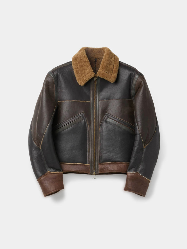 Coor Shearling Aviator Flight Jacket - Brown