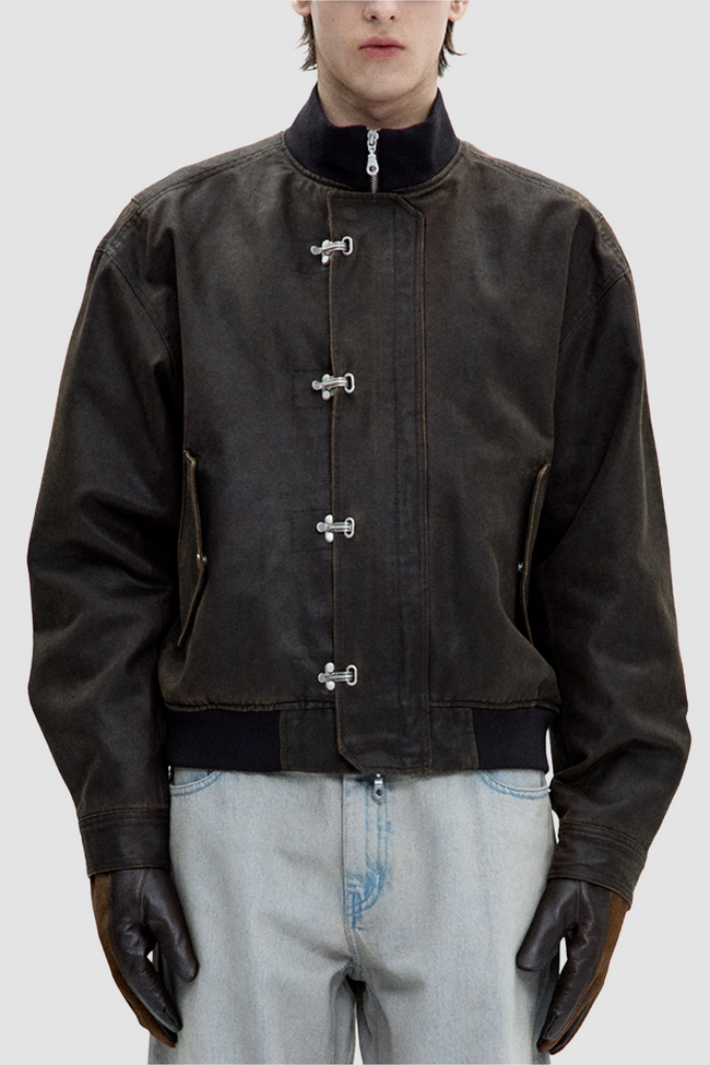 Coor Washed Soft Feel Bomber Jacket - Brown