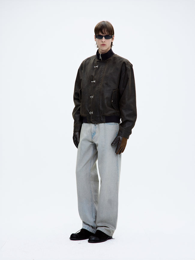 Coor Washed Soft Feel Bomber Jacket - Brown