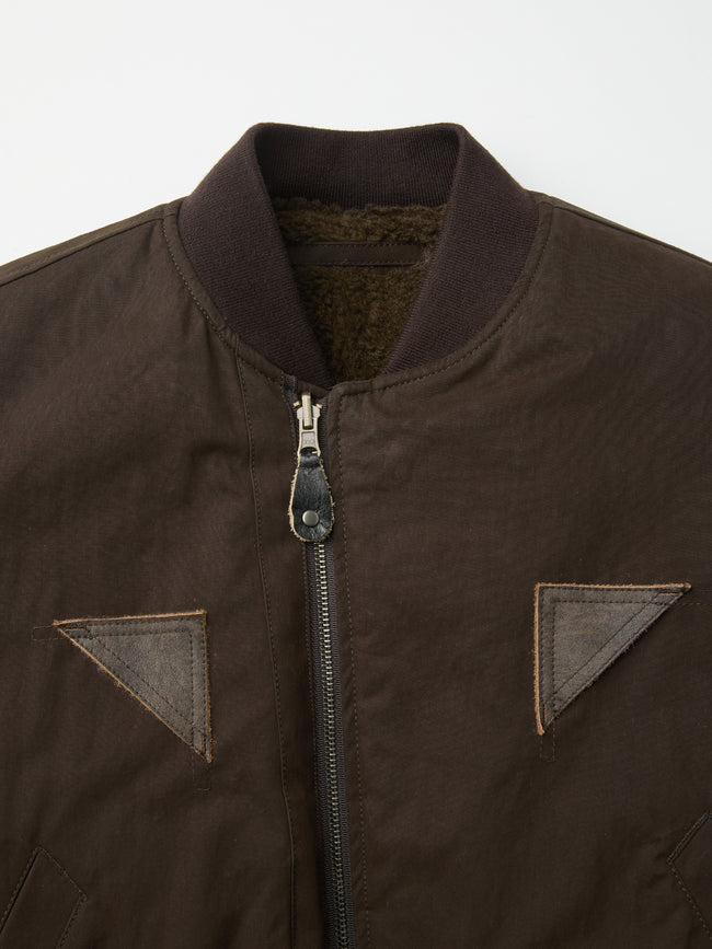 Coor B-15 Leather Tab Sherpa Bomber Jacket - Brown