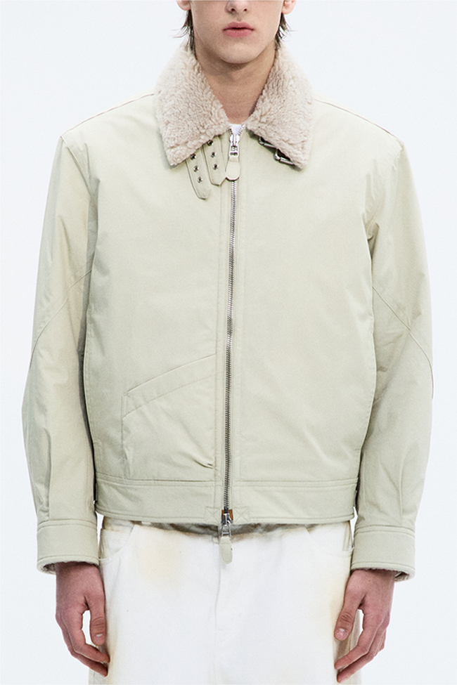 Coor Faux Fur Lined Cotton Flight Jacket - Natural