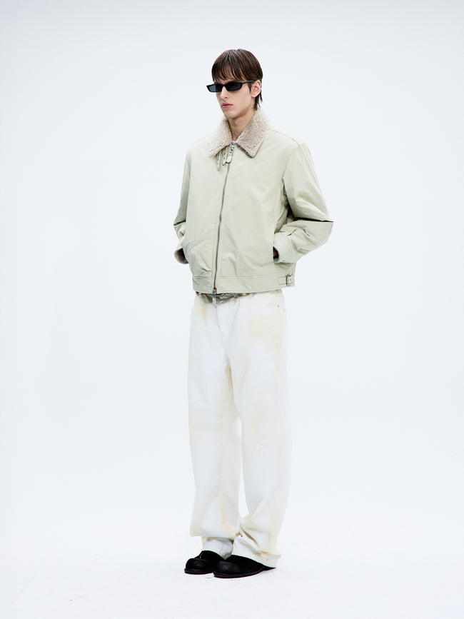 Coor Faux Fur Lined Cotton Flight Jacket - Natural