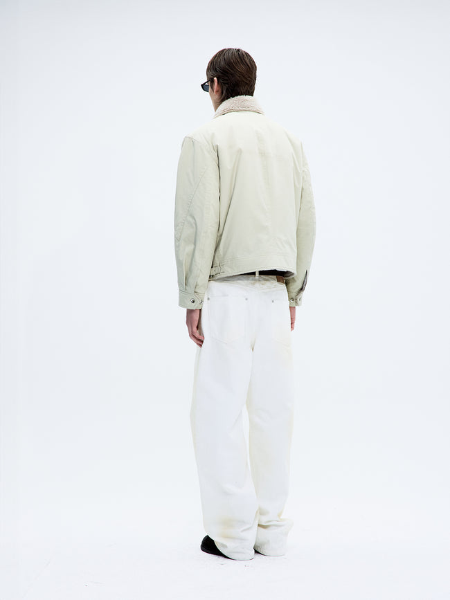 Coor Faux Fur Lined Cotton Flight Jacket - Natural