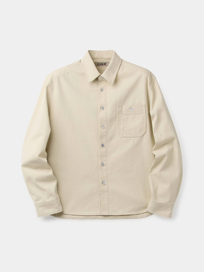 Coor Single Pocket Washed Cotton Shirt - Beige