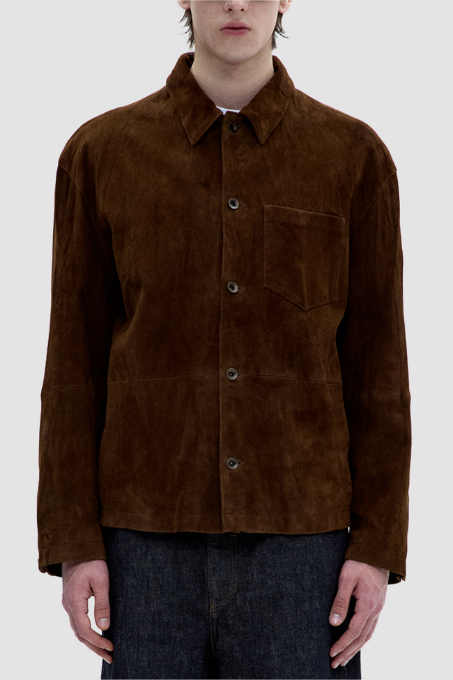 Coor Pleated Washed Leather Jacket - Brown