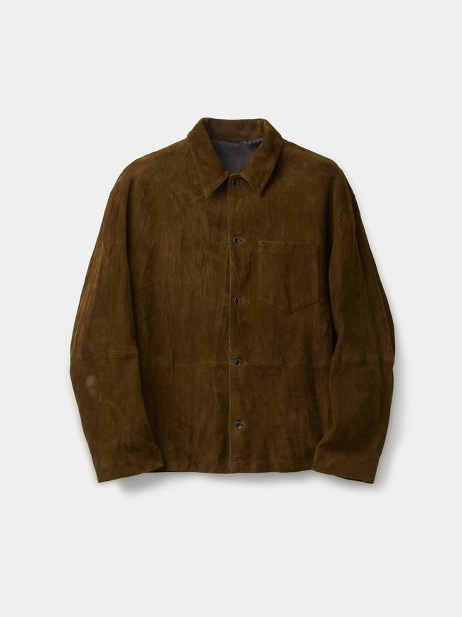 Coor Pleated Washed Leather Jacket - Brown