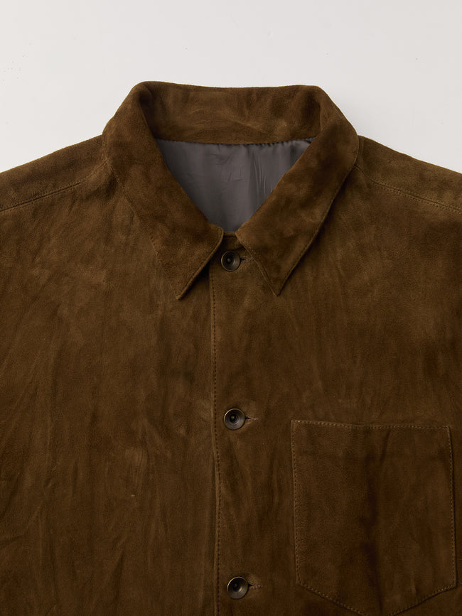 Coor Pleated Washed Leather Jacket - Brown