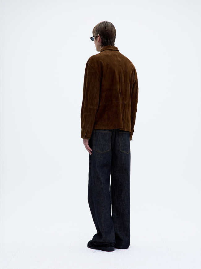 Coor Pleated Washed Leather Jacket - Brown