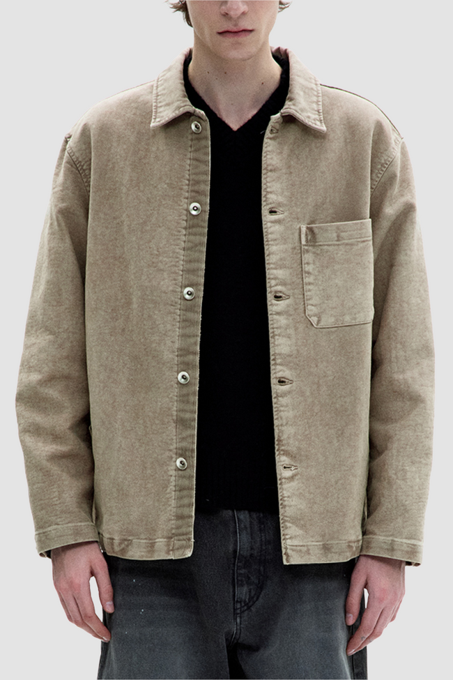 Coor  Garment Dyed Lumberjack Shirt - Beige