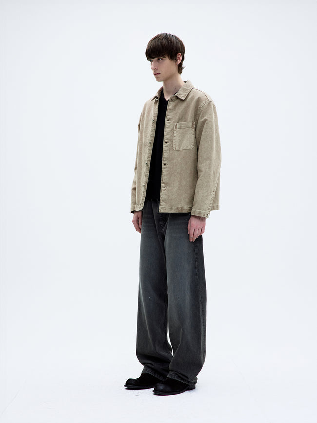 Coor  Garment Dyed Lumberjack Shirt - Beige