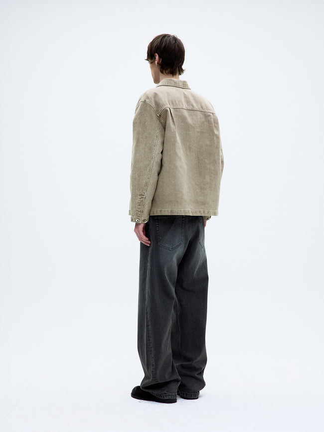 Coor  Garment Dyed Lumberjack Shirt - Beige