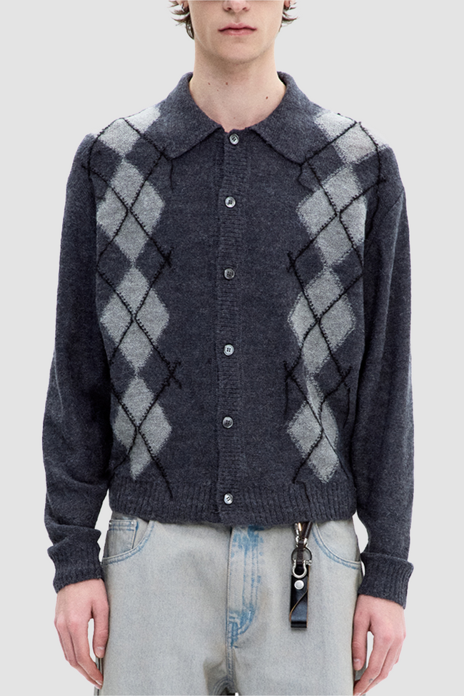 Coor Inside Out Argyle Sweater - Grey