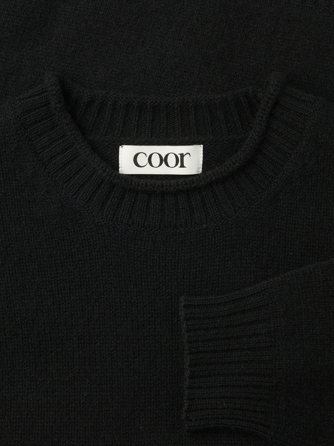 Coor Wool Cropped Pocket Sweater - Black
