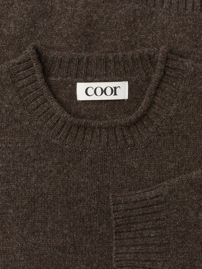 Coor Wool Cropped Pocket Sweater - Brown