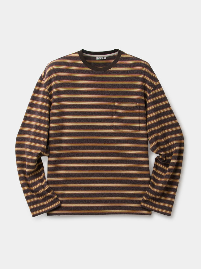 Coor Soft Brushed Multi Pin Striped Tee - Brown