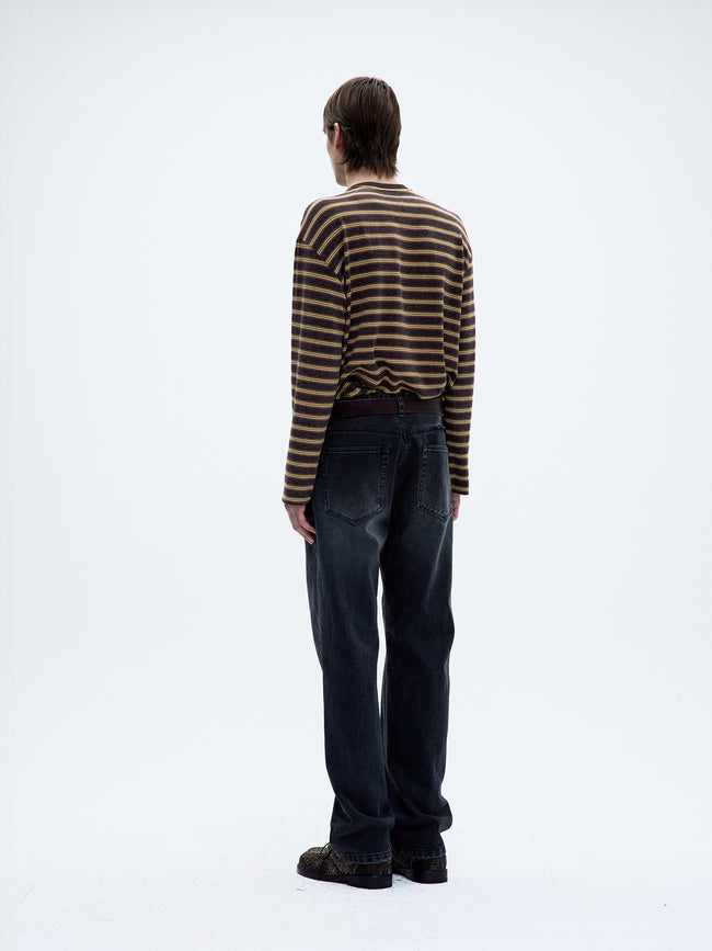 Coor Soft Brushed Multi Pin Striped Tee - Brown