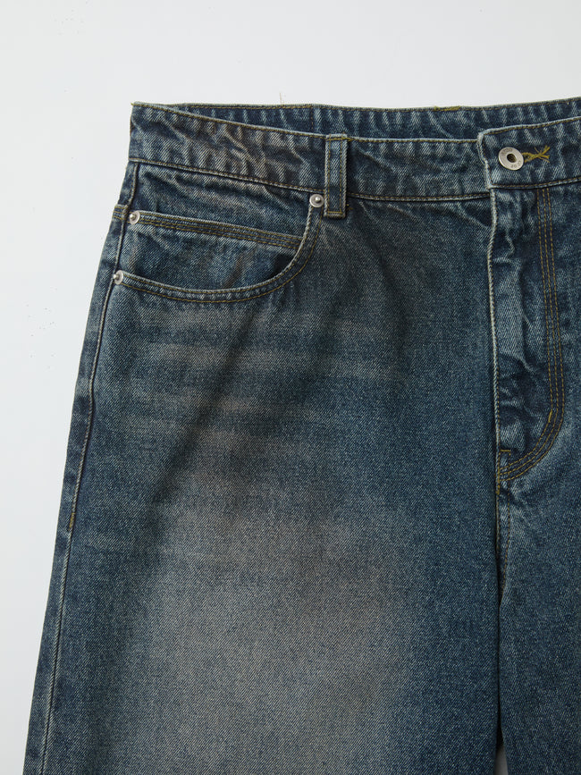 Coor Straight Cut Dirty Wash Jeans - Indigo
