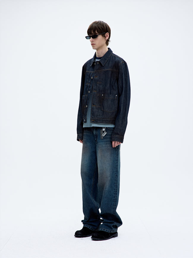 Coor Straight Cut Dirty Wash Jeans - Indigo