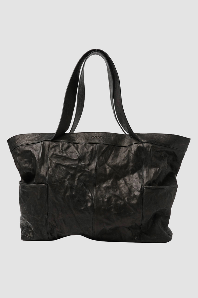 Coor Multi Pocket Crinkle Leather Bag - Black