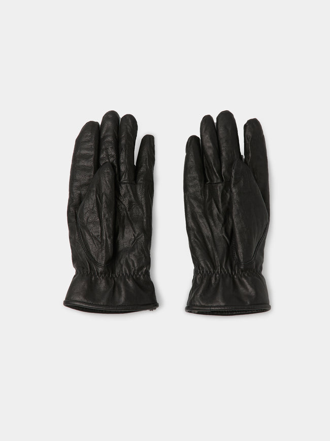 Coor Pleated Leather Gloves - Black