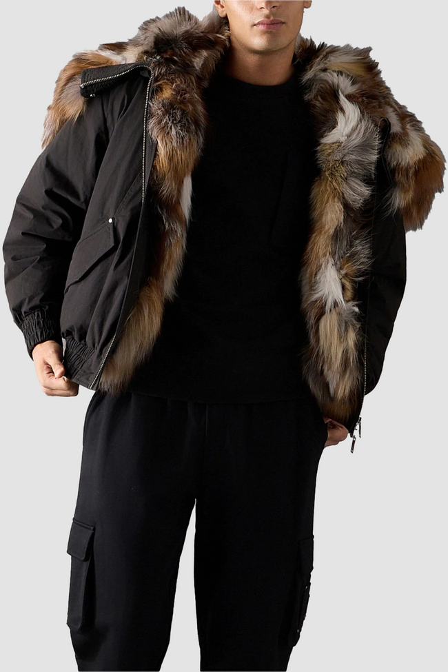 Moose Knuckles Mens Down Bomber f26 Pioneer - Black/Patchwork