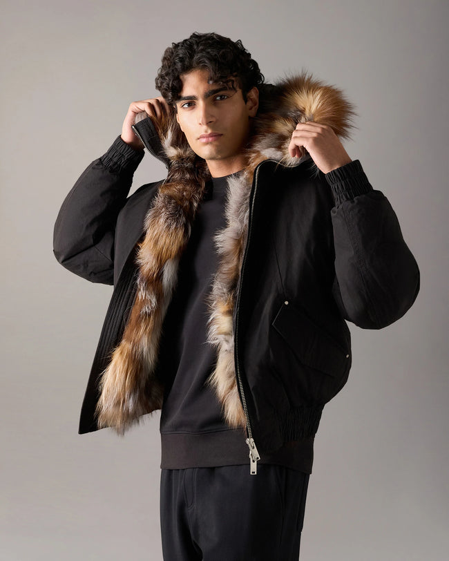 Moose Knuckles Mens Down Bomber f26 Pioneer - Black/Patchwork