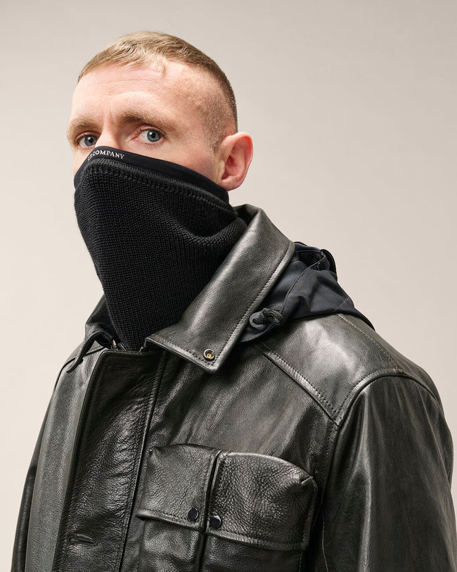 C.P. Company 304A Leather Mixed Lined Mille Jacket - Black