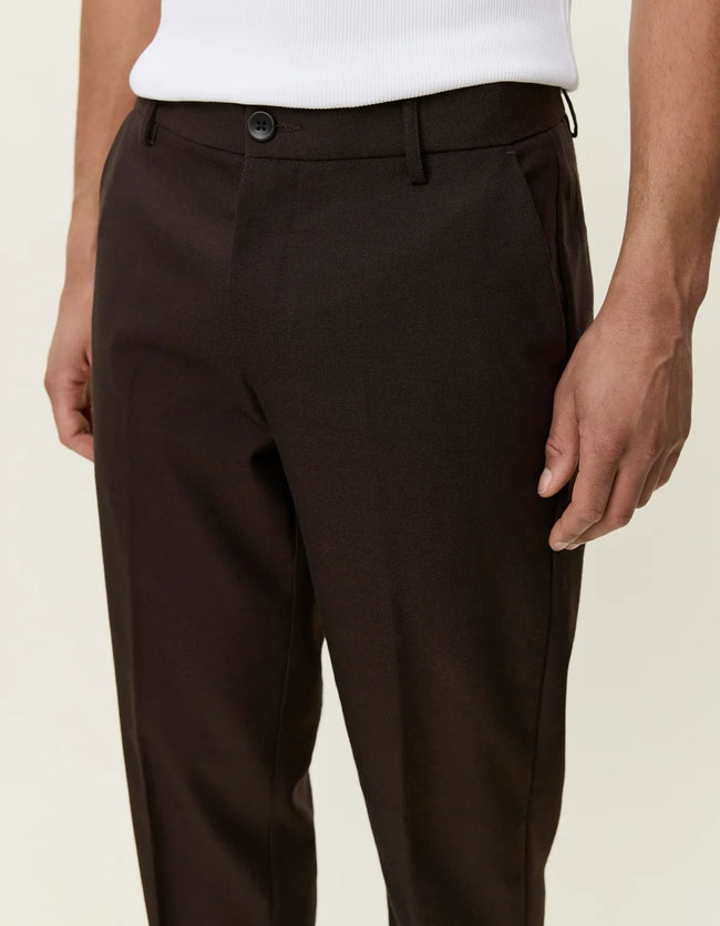 Les Deux Brushed Twill Reg Suit Pants - Brown