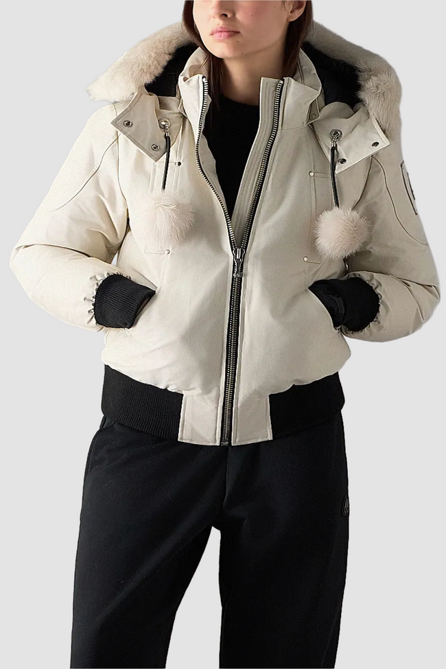 Moose Knuckles Womens Down Bomber f26 Debbie - Alabaster/Alabaster