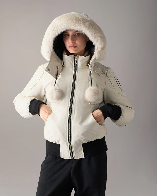 Moose Knuckles Womens Down Bomber f26 Debbie - Alabaster/Alabaster
