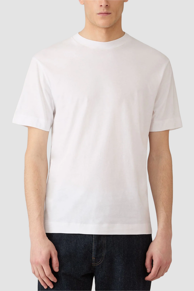 Sunspel Brushed Mock Neck Tee - White