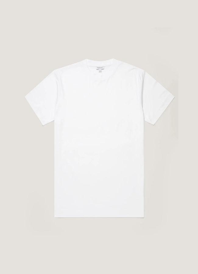 Sunspel Brushed Mock Neck Tee - White