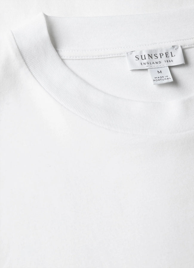 Sunspel Brushed Mock Neck Tee - White