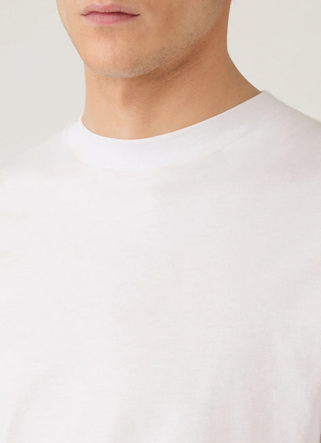 Sunspel Brushed Mock Neck Tee - White