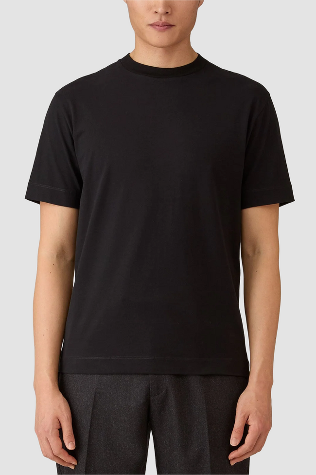 Sunspel Brushed Mock Neck Tee - Black