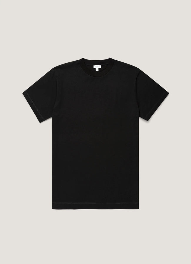 Sunspel Brushed Mock Neck Tee - Black