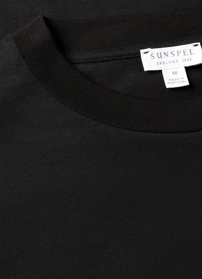 Sunspel Brushed Mock Neck Tee - Black