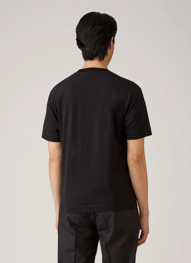 Sunspel Brushed Mock Neck Tee - Black