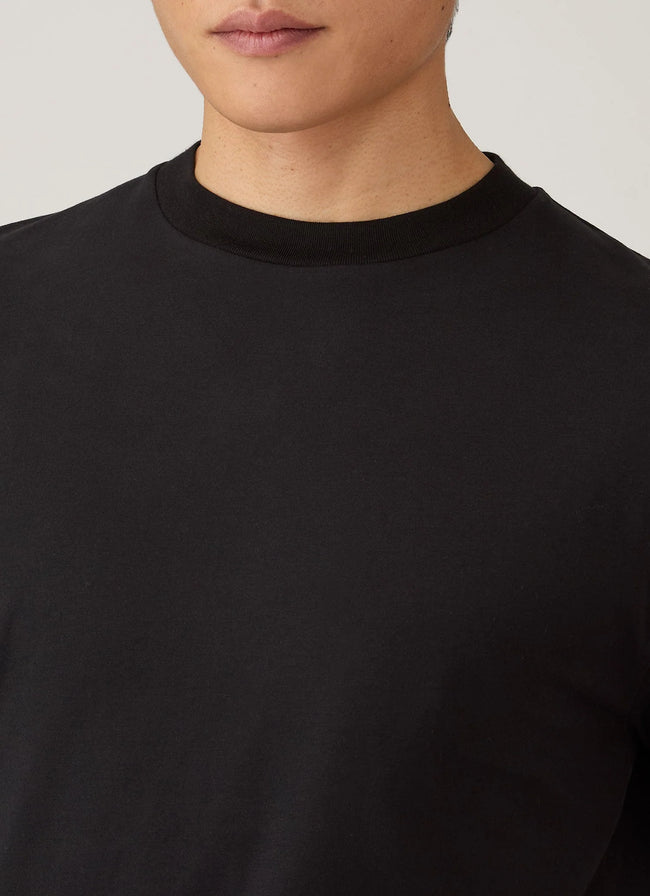 Sunspel Brushed Mock Neck Tee - Black