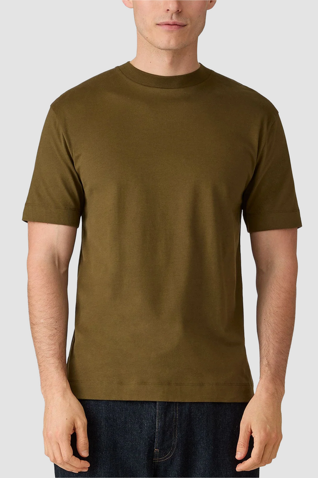 Sunspel Brushed Mock Neck Tee - Green