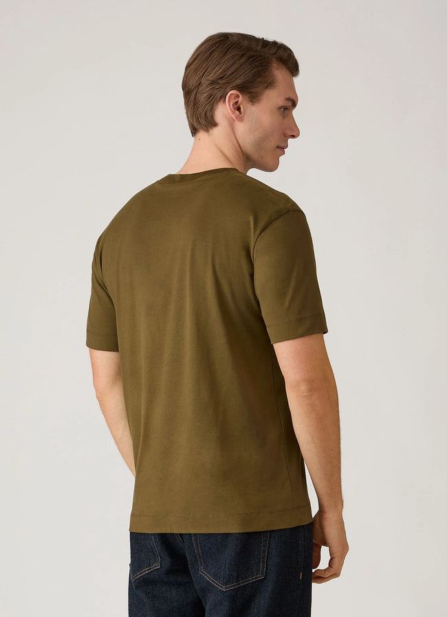 Sunspel Brushed Mock Neck Tee - Green