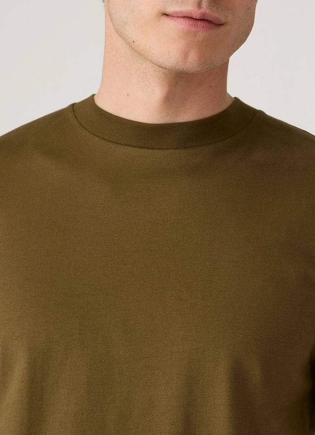 Sunspel Brushed Mock Neck Tee - Green