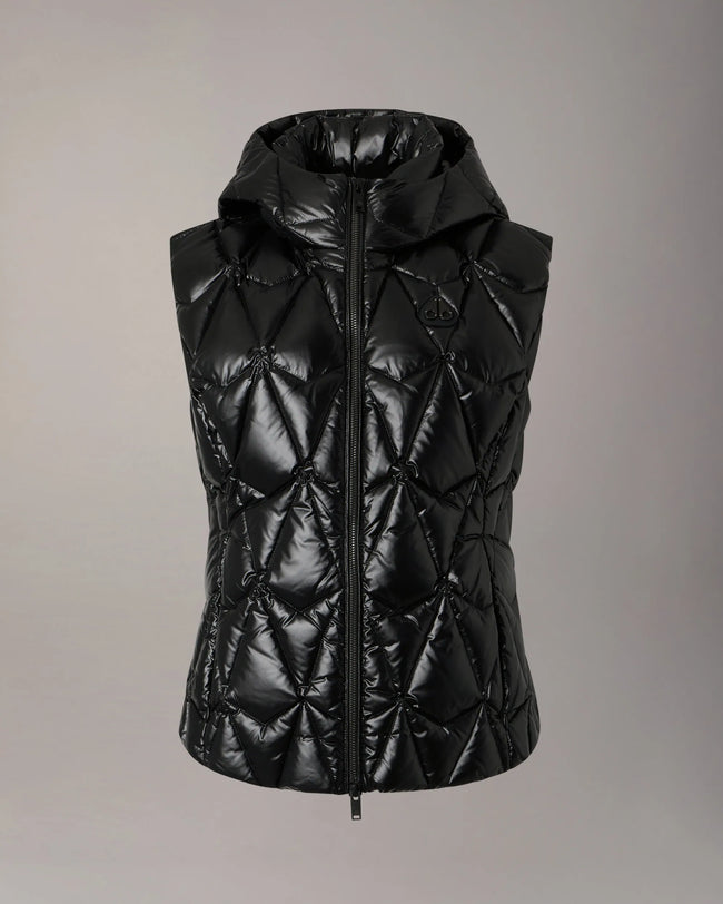 Moose Knuckles Womens Down Vest f26 Iceberg Quilt - Black